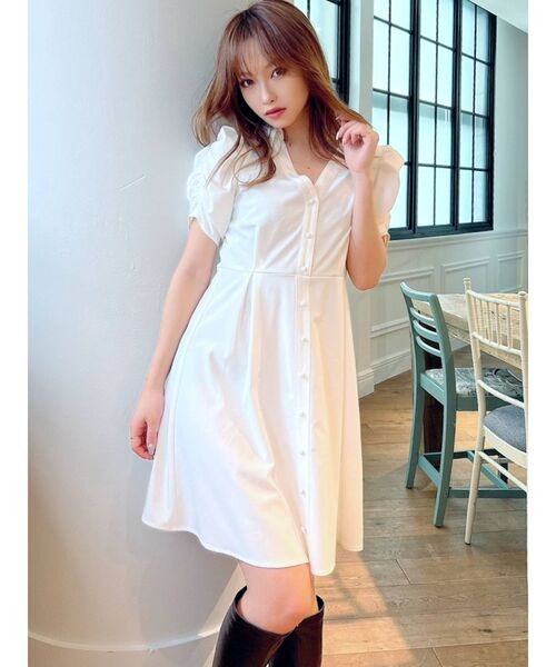 RESEXXY（リゼクシー）の「ドレープミニシャツワンピース（シャツワンピース・レディース・ピンク/ブラック/ホワイト・FREE）」の10枚目の写真