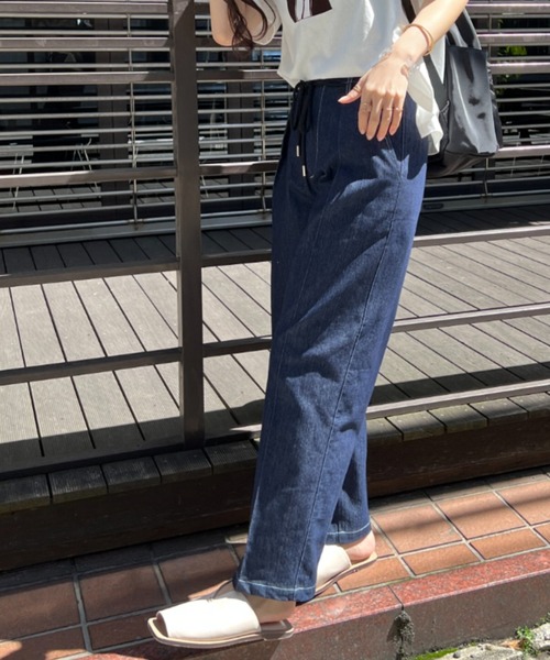 Chez toi（シェトワ）の「ロープベルト付配色ステッチタックパンツ（その他パンツ・レディース・オフホワイト/カーキ/ブルー/インディゴブルー・FREE）」の13枚目の写真