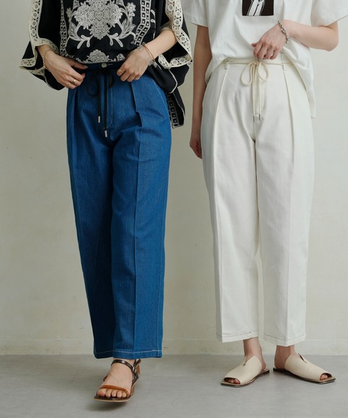 Chez toi（シェトワ）の「ロープベルト付配色ステッチタックパンツ（その他パンツ・レディース・オフホワイト/カーキ/ブルー/インディゴブルー・FREE）」の22枚目の写真