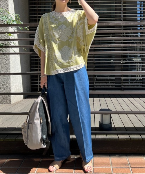 Chez toi（シェトワ）の「ロープベルト付配色ステッチタックパンツ（その他パンツ・レディース・オフホワイト/カーキ/ブルー/インディゴブルー・FREE）」の7枚目の写真