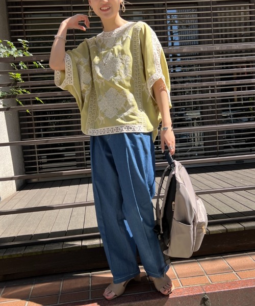 Chez toi（シェトワ）の「ロープベルト付配色ステッチタックパンツ（その他パンツ・レディース・オフホワイト/カーキ/ブルー/インディゴブルー・FREE）」の8枚目の写真