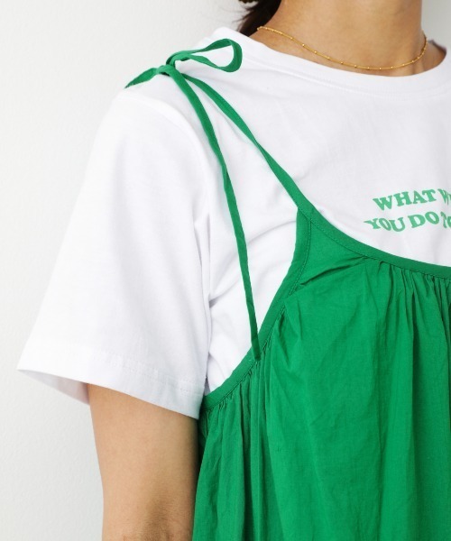 RODEO CROWNS WIDE BOWL(ロデオクラウンズワイドボウル)の「Tシャツセットキャミワンピース(ワンピース・レディース・ブラック/ライトパープル/グリーン・FREE)」の11枚目の写真