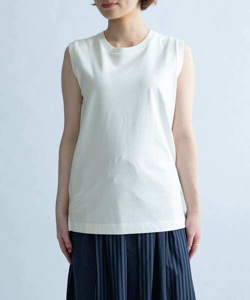 FORK&SPOON(フォークアンドスプーン)の「FORK&SPOON オーガニックコットンノースリーブTシャツ(Tシャツ/カットソー・レディース・オフホワイト/ブラウン/グリーン系その他/ブラック・ONE)」の2枚目の写真