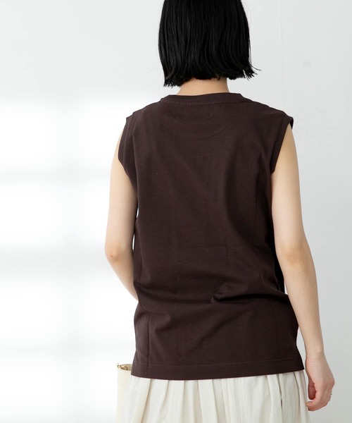 FORK&SPOON(フォークアンドスプーン)の「FORK&SPOON オーガニックコットンノースリーブTシャツ(Tシャツ/カットソー・レディース・オフホワイト/ブラウン/グリーン系その他/ブラック・ONE)」の16枚目の写真