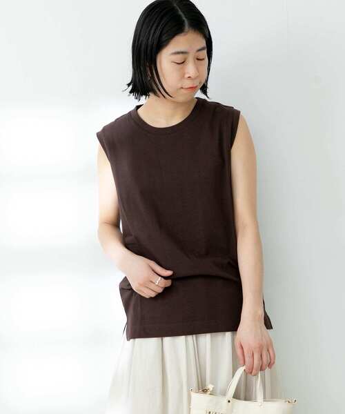 FORK&SPOON(フォークアンドスプーン)の「FORK&SPOON オーガニックコットンノースリーブTシャツ(Tシャツ/カットソー・レディース・オフホワイト/ブラウン/グリーン系その他/ブラック・ONE)」の21枚目の写真