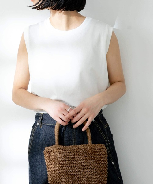 FORK&SPOON(フォークアンドスプーン)の「FORK&SPOON オーガニックコットンノースリーブTシャツ(Tシャツ/カットソー・レディース・オフホワイト/ブラウン/グリーン系その他/ブラック・ONE)」の12枚目の写真