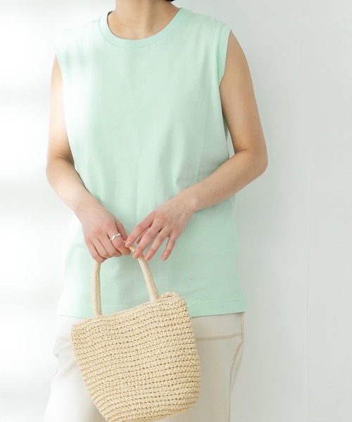 FORK&SPOON(フォークアンドスプーン)の「FORK&SPOON オーガニックコットンノースリーブTシャツ(Tシャツ/カットソー・レディース・オフホワイト/ブラウン/グリーン系その他/ブラック・ONE)」の7枚目の写真