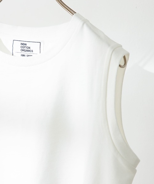 FORK&SPOON(フォークアンドスプーン)の「FORK&SPOON オーガニックコットンノースリーブTシャツ(Tシャツ/カットソー・レディース・オフホワイト/ブラウン/グリーン系その他/ブラック・ONE)」の10枚目の写真