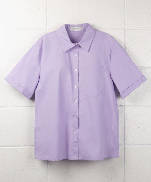 me+em select（ミームセレクト）の「【 ５色展開 】半袖ロールアップカラーコットンシャツ（シャツ/ブラウス・レディース・ホワイト/ライトブルー/パープル/グリーン/ライトイエロー・FREE）」の10枚目の写真