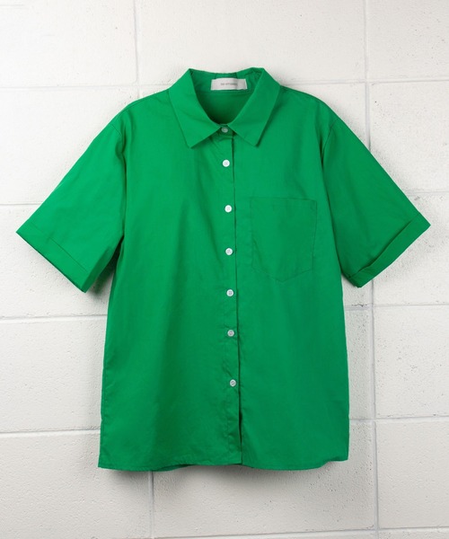 me+em select（ミームセレクト）の「【 ５色展開 】半袖ロールアップカラーコットンシャツ（シャツ/ブラウス・レディース・ホワイト/ライトブルー/パープル/グリーン/ライトイエロー・FREE）」の20枚目の写真