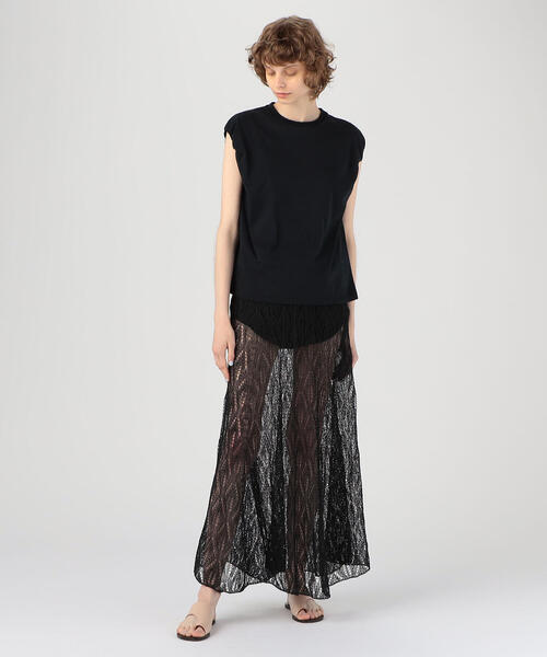 TOMORROWLAND （トゥモローランド）の「コンパクトコットン キャップスリーブプルオーバー（Tシャツ/カットソー・レディース・ホワイト/ブラック系その他/ブルー系その他3/チャコールグレー・S）」の18枚目の写真