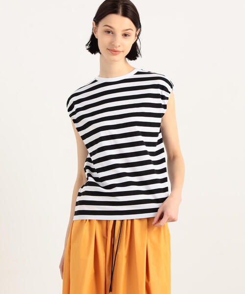 TOMORROWLAND （トゥモローランド）の「コンパクトコットン キャップスリーブプルオーバー（Tシャツ/カットソー・レディース・ホワイト/ブラック系その他/ブルー系その他3/チャコールグレー・S）」の20枚目の写真