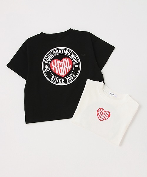 すぐ届く☆X-girl ベビーTシャツ ハートウィング 旬な着こなし◎ X-girl Stages tシャツ ロゴウエストショート丈半袖Tシャツ