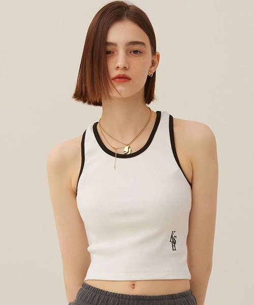 KIRSH（キルシー）の「KIRSH SPORTS CROP SLEEVELESS LS キルシースポーツ クロップ丈 タンクトップ（タンクトップ・レディース・ブラック/ホワイト・ONE SIZE）」の2枚目の写真