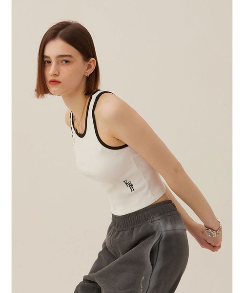 KIRSH（キルシー）の「KIRSH SPORTS CROP SLEEVELESS LS キルシースポーツ クロップ丈 タンクトップ（タンクトップ・レディース・ブラック/ホワイト・ONE SIZE）」の4枚目の写真