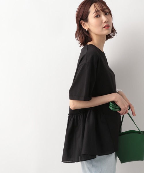 GLOBAL WORK(グローバルワーク)の「フハク切替ギャザーTシャツ半袖/280373(Tシャツ/カットソー・レディース・ブラック/アイボリー/ミント・MEDIUM/LARGE)」の16枚目の写真