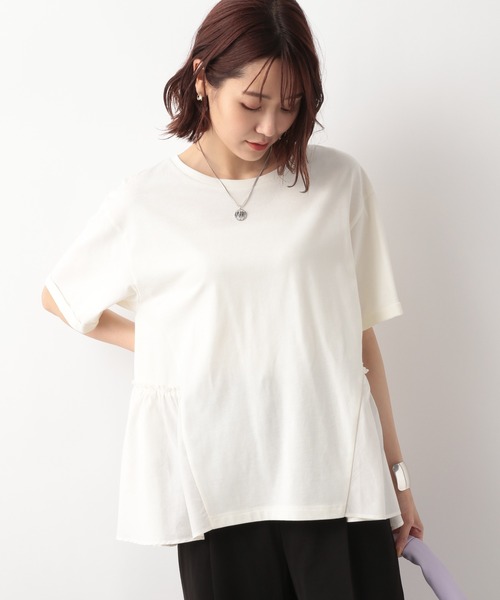 GLOBAL WORK(グローバルワーク)の「フハク切替ギャザーTシャツ半袖/280373(Tシャツ/カットソー・レディース・ブラック/アイボリー/ミント・MEDIUM/LARGE)」の7枚目の写真