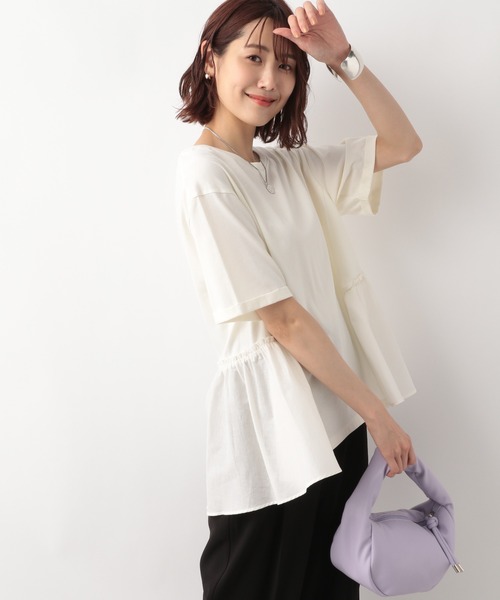 GLOBAL WORK(グローバルワーク)の「フハク切替ギャザーTシャツ半袖/280373(Tシャツ/カットソー・レディース・ブラック/アイボリー/ミント・MEDIUM/LARGE)」の8枚目の写真