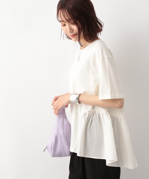 GLOBAL WORK(グローバルワーク)の「フハク切替ギャザーTシャツ半袖/280373(Tシャツ/カットソー・レディース・ブラック/アイボリー/ミント・MEDIUM/LARGE)」の9枚目の写真