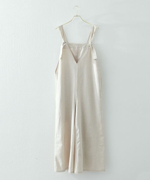 natural couture（ナチュラルクチュール）の「【WEB限定サイズあり】【大人ナチュ】麻混変わりストラップ大人サロッペット（サロペット/オーバーオール・レディース・ブラック/ベージュ・MEDIUM/LARGE）」の11枚目の写真