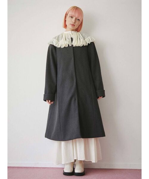 merry jenny（メリージェニー）の「ordinaryサーキュラーカラーコート（ノーカラーコート・レディース・チャコールグレー/イエロー/グリーン・FREE）」の15枚目の写真