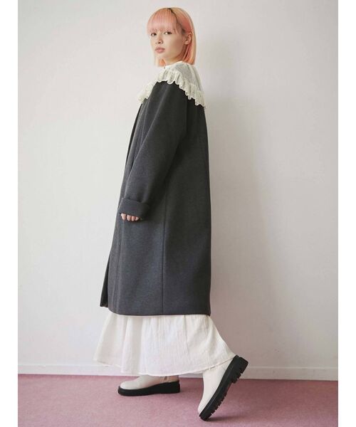 merry jenny（メリージェニー）の「ordinaryサーキュラーカラーコート（ノーカラーコート・レディース・チャコールグレー/イエロー/グリーン・FREE）」の14枚目の写真