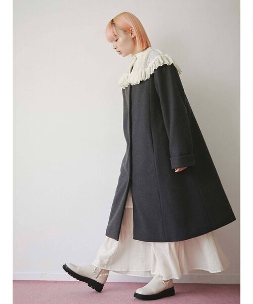 merry jenny（メリージェニー）の「ordinaryサーキュラーカラーコート（ノーカラーコート・レディース・チャコールグレー/イエロー/グリーン・FREE）」の12枚目の写真