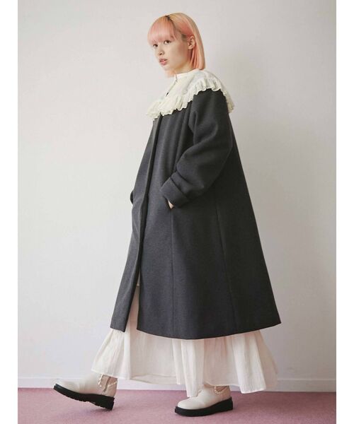 merry jenny（メリージェニー）の「ordinaryサーキュラーカラーコート（ノーカラーコート・レディース・チャコールグレー/イエロー/グリーン・FREE）」の10枚目の写真