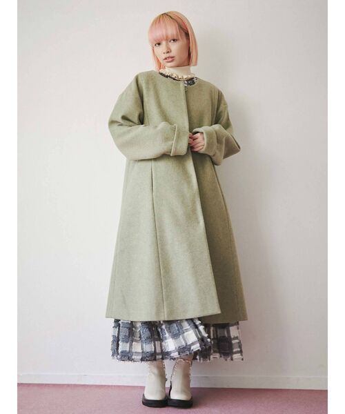 merry jenny（メリージェニー）の「ordinaryサーキュラーカラーコート（ノーカラーコート・レディース・チャコールグレー/イエロー/グリーン・FREE）」の22枚目の写真