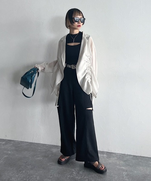 PAGEBOY（ページボーイ）の「CORE / フロントオープンニットタンク（タンクトップ・レディース・ブラック/オフホワイト・FREE）」の8枚目の写真