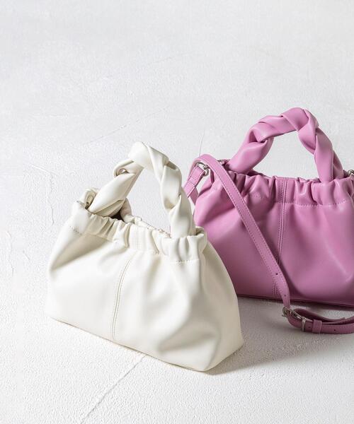 BEAUTY&YOUTH UNITED ARROWS(ビューティーアンドユースユナイテッドアローズ)の「ソフトツイストハンドル ショルダーバッグ -2WAY-(ショルダーバッグ・レディース・オフホワイト/ピンク・FREE)」の3枚目の写真
