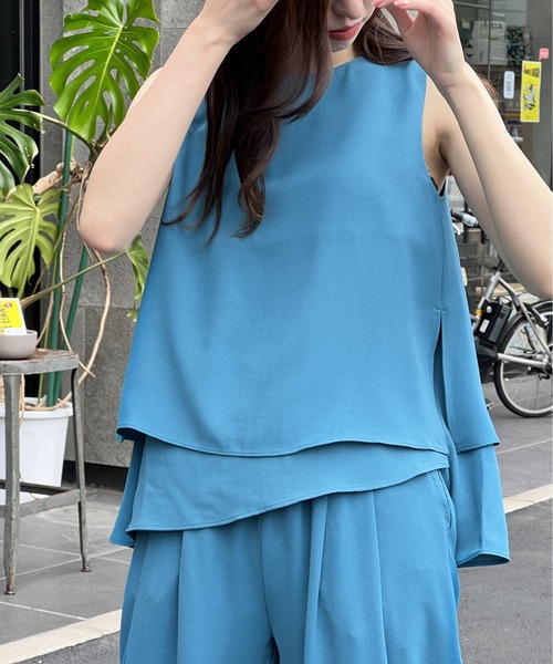 one way(ワンウェイ)の「レイヤードノースリチュニック(シャツ/ブラウス・レディース・ライトブルー/ブラック/ベージュ・FREE)」の9枚目の写真