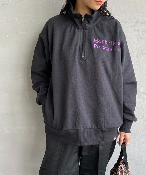 Manhattan Portage マンハッタンポーテージ 別注 ロゴ刺繍 ハーフジップスウェット スウェット Manhattan Portage マンハッタンポーテージ のファッション通販 Zozotown