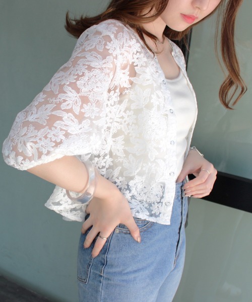 MLI'A(エムリア)の「スナップボタンチュールブラウス(シャツ/ブラウス・レディース・オフホワイト/ブラック・M)」の5枚目の写真