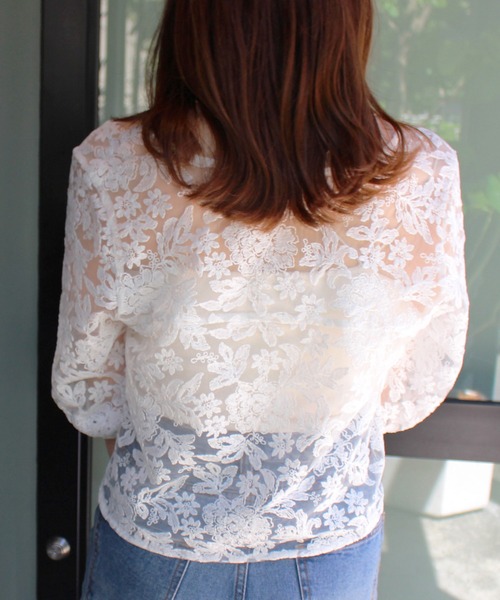 MLI'A(エムリア)の「スナップボタンチュールブラウス(シャツ/ブラウス・レディース・オフホワイト/ブラック・M)」の7枚目の写真