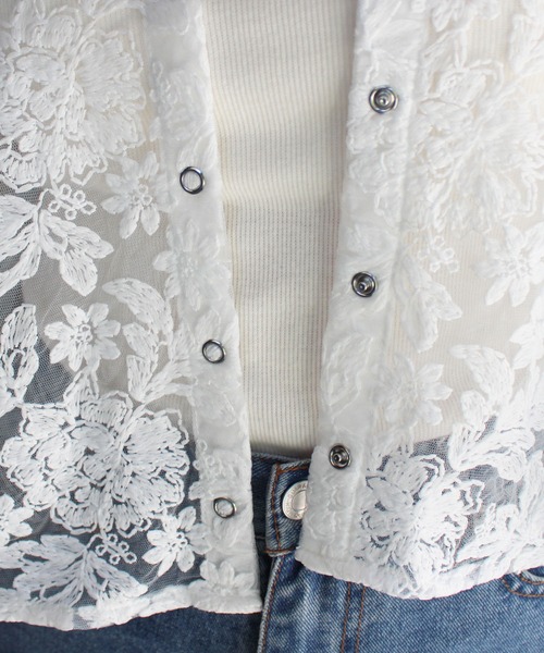 MLI'A(エムリア)の「スナップボタンチュールブラウス(シャツ/ブラウス・レディース・オフホワイト/ブラック・M)」の9枚目の写真