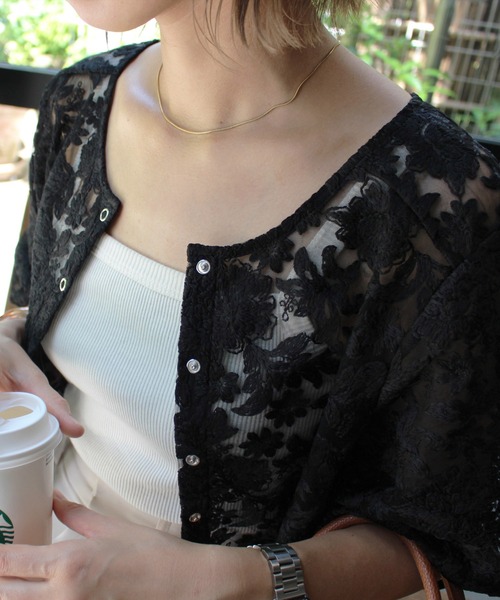 MLI'A(エムリア)の「スナップボタンチュールブラウス(シャツ/ブラウス・レディース・オフホワイト/ブラック・M)」の12枚目の写真