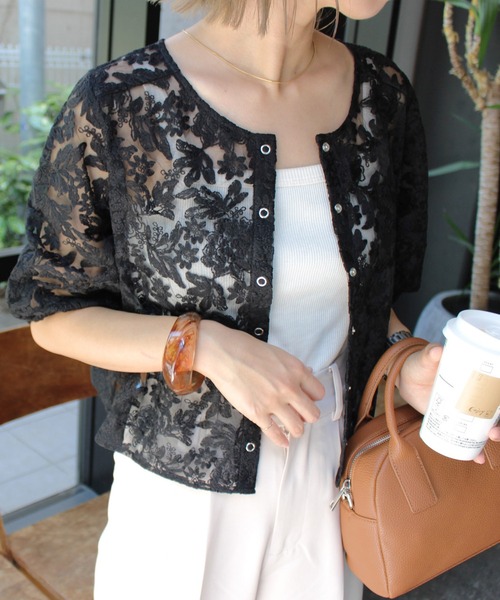 MLI'A(エムリア)の「スナップボタンチュールブラウス(シャツ/ブラウス・レディース・オフホワイト/ブラック・M)」の15枚目の写真