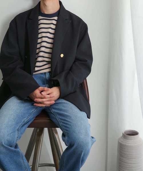 SENSE OF PLACE by URBAN RESEARCH（センスオブプレイスバイアーバンリサーチ）の「『セットアップ対応』 ダブルブレストジャケット（テーラードジャケット・メンズ・ネイビー/グリーン・MEDIUM/LARGE）」の11枚目の写真