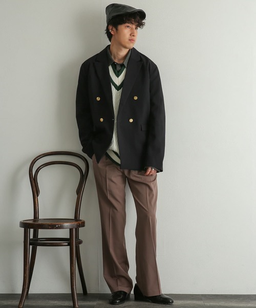 SENSE OF PLACE by URBAN RESEARCH（センスオブプレイスバイアーバンリサーチ）の「『セットアップ対応』 ダブルブレストジャケット（テーラードジャケット・メンズ・ネイビー/グリーン・MEDIUM/LARGE）」の5枚目の写真