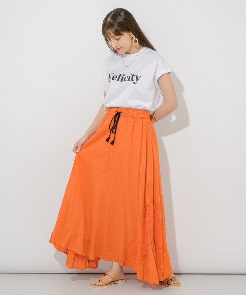 Dignite collier（ディニテコリエ）の「Dignite collier フェリシテT（Tシャツ/カットソー・レディース・ホワイト/オレンジ/グリーン・FREE）」の4枚目の写真