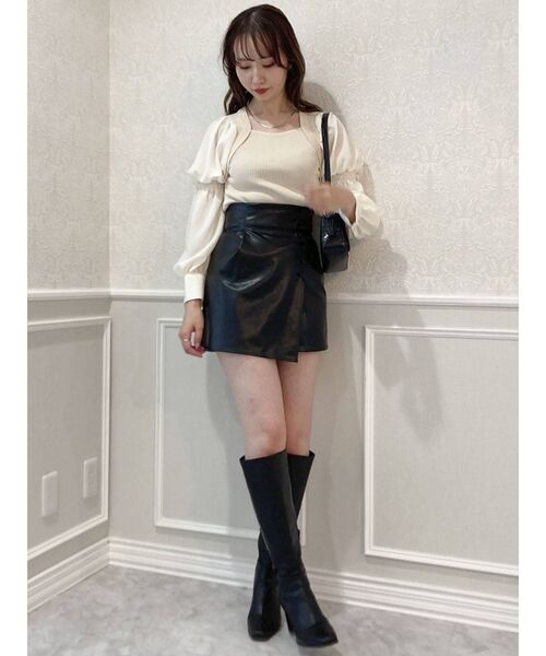 dazzlin（ダズリン）の「プチボタンショートスカパン（スカート・レディース・ブラック/ネイビー・SMALL/MEDIUM）」の9枚目の写真