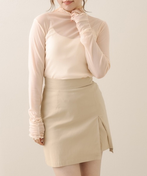 OLIVE des OLIVE（オリーブデオリーブ）の「袖くしゅシアインナー（Tシャツ/カットソー・レディース・オフホワイト/ピンク/パープル/ブラック・FREE）」の5枚目の写真