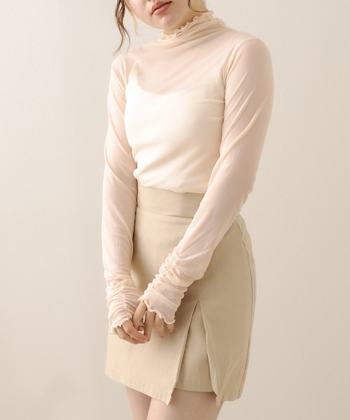 OLIVE des OLIVE（オリーブデオリーブ）の「袖くしゅシアインナー（Tシャツ/カットソー・レディース・オフホワイト/ピンク/パープル/ブラック・FREE）」の6枚目の写真