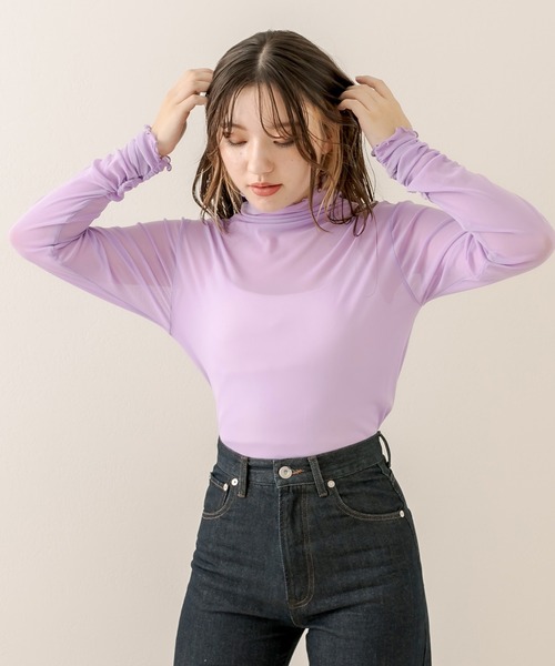 OLIVE des OLIVE（オリーブデオリーブ）の「袖くしゅシアインナー（Tシャツ/カットソー・レディース・オフホワイト/ピンク/パープル/ブラック・FREE）」の11枚目の写真