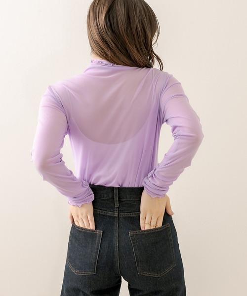 OLIVE des OLIVE（オリーブデオリーブ）の「袖くしゅシアインナー（Tシャツ/カットソー・レディース・オフホワイト/ピンク/パープル/ブラック・FREE）」の12枚目の写真