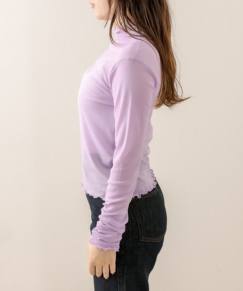 OLIVE des OLIVE（オリーブデオリーブ）の「袖くしゅシアインナー（Tシャツ/カットソー・レディース・オフホワイト/ピンク/パープル/ブラック・FREE）」の16枚目の写真