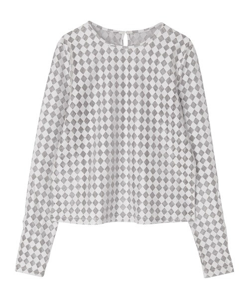 miette（ミエット）の「ﾀﾞｲﾔ柄ｸﾙｰﾈｯｸｼｱｰﾄｯﾌﾟｽ（Tシャツ/カットソー・レディース・ホワイト/ブラック/グリーン・FREE）」の20枚目の写真