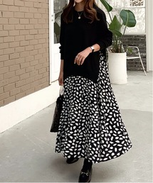 LOPASS（ロパス）の「レイヤード風　異素材ドッキングワンピース（ワンピース）」