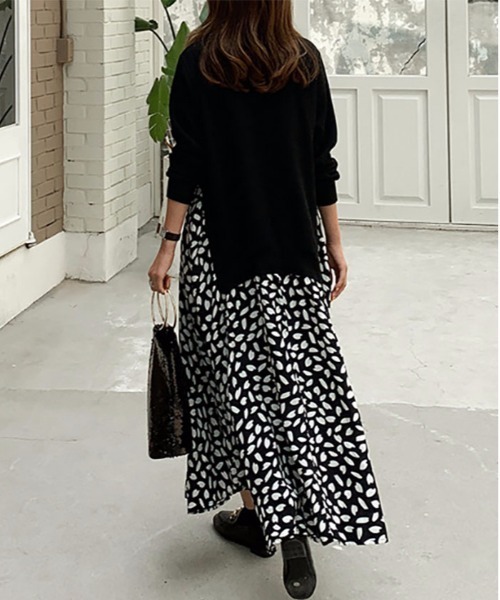 LOPASS（ロパス）の「レイヤード風　異素材ドッキングワンピース（ワンピース・レディース・ブラック/ネイビー・M/L/XX-LARGE/XL）」の10枚目の写真